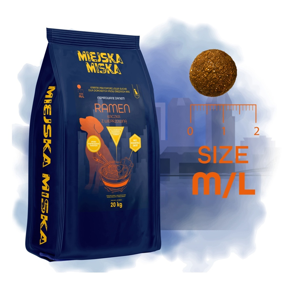 Miejska Miska Gaczoo Ramen Kaczka Karma Sucha dla Psów Ras Średnich 20kg M/L